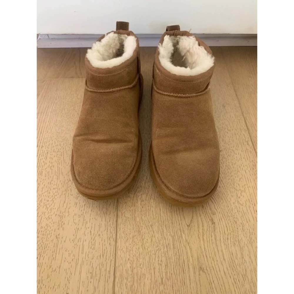 Quince Australian Merino Wool Shearling Ankle Boots Chestnut Brown Womens 8